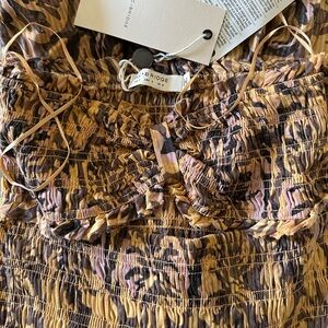 NWT Bec & Bridge Strapless Floral-Print Cotton-Jacquard Maxi, Saffron Dresses, S